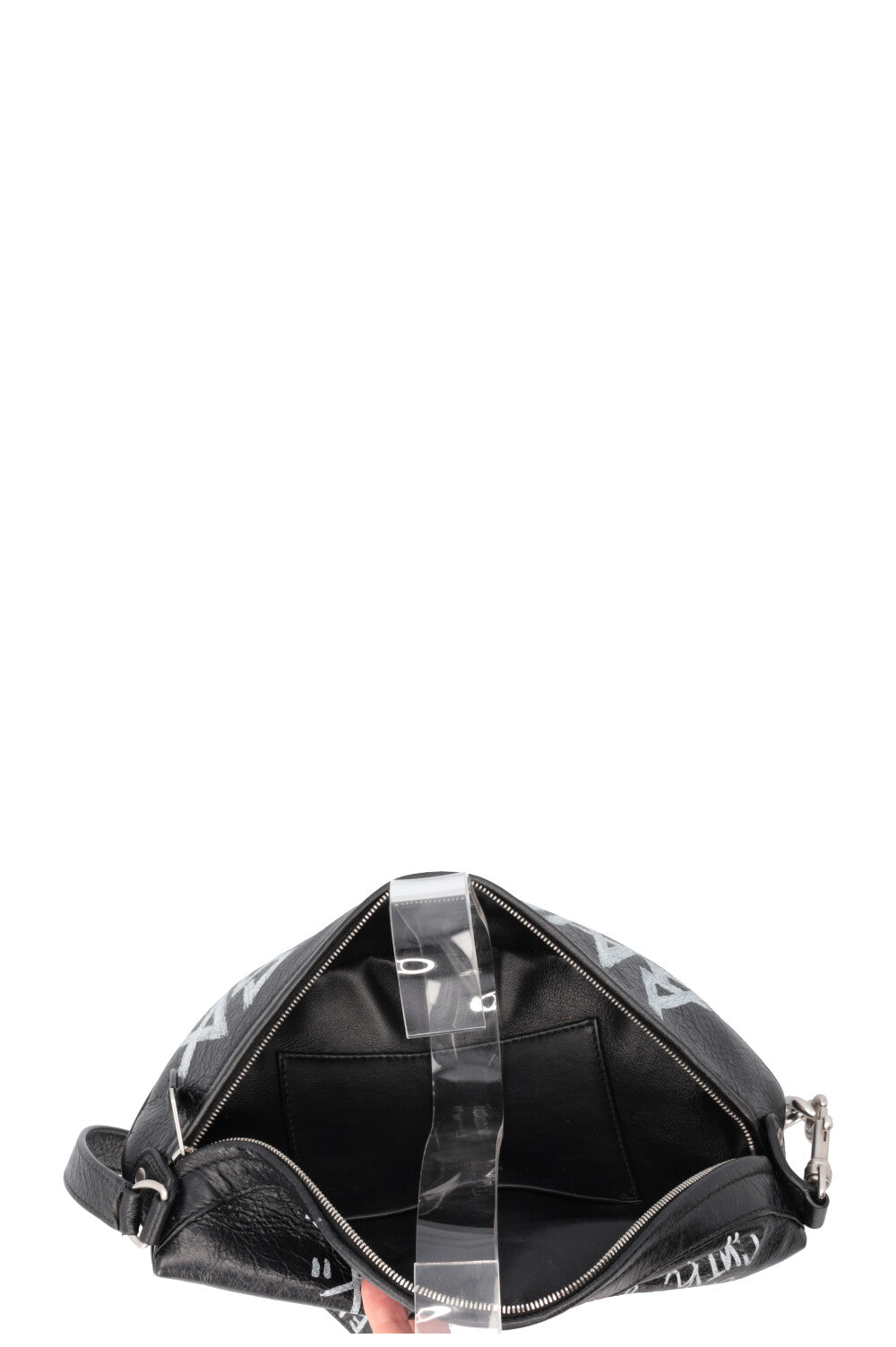 BALENCIAGA Souvenir Graffiti Belt Bag Leather Black