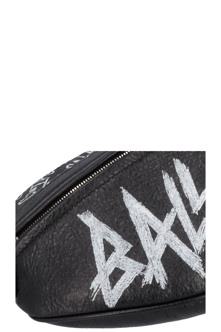 BALENCIAGA Souvenir Graffiti Belt Bag Leather Black
