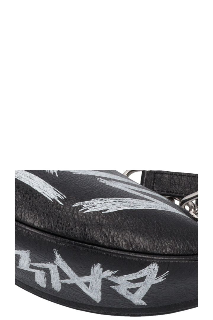 BALENCIAGA Souvenir Graffiti Belt Bag Leather Black