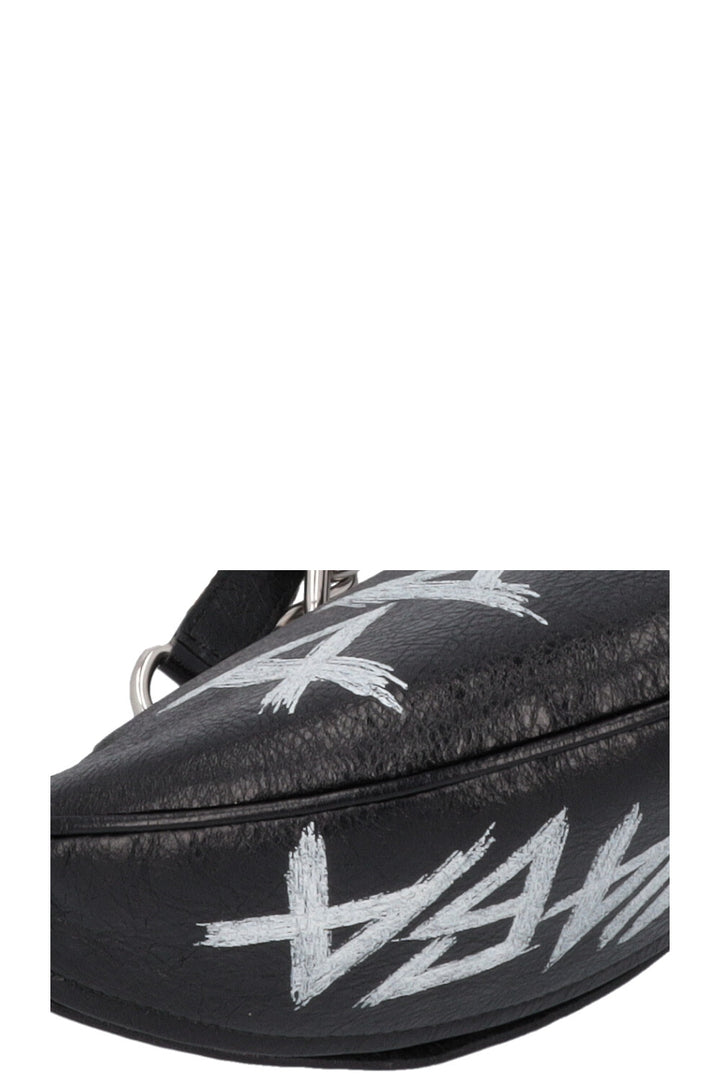 BALENCIAGA Souvenir Graffiti Belt Bag Leather Black