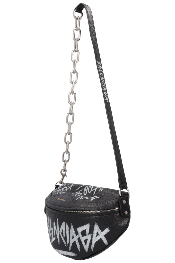 BALENCIAGA Souvenir Graffiti Belt Bag Leather Black