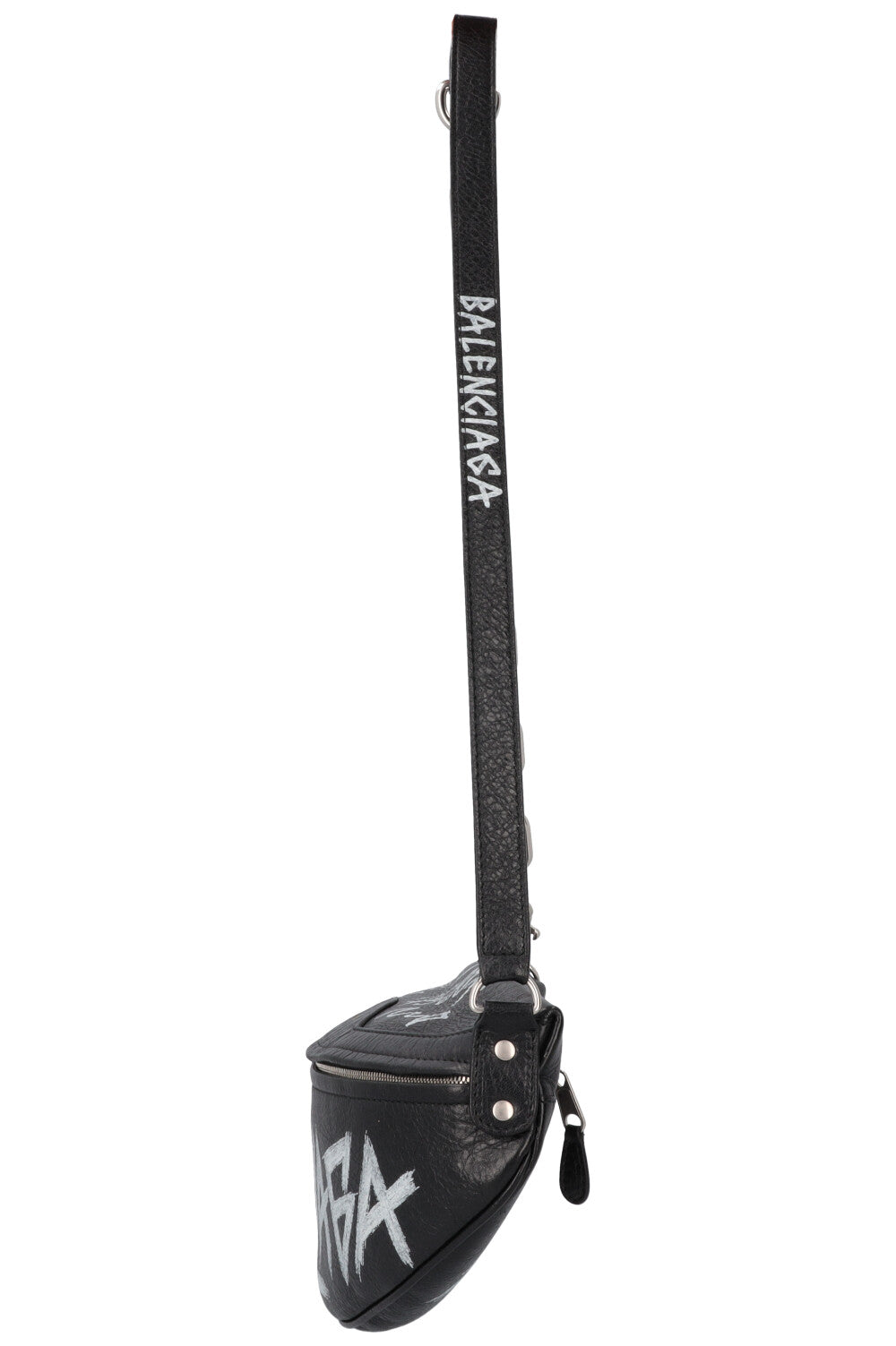 BALENCIAGA Souvenir Graffiti Belt Bag Leather Black