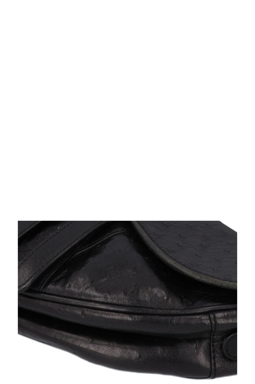CHRISTIAN DIOR Vintage Saddle Bag Ostrich Black