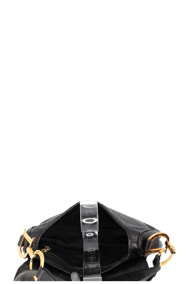 CHRISTIAN DIOR Vintage Saddle Bag Ostrich Black