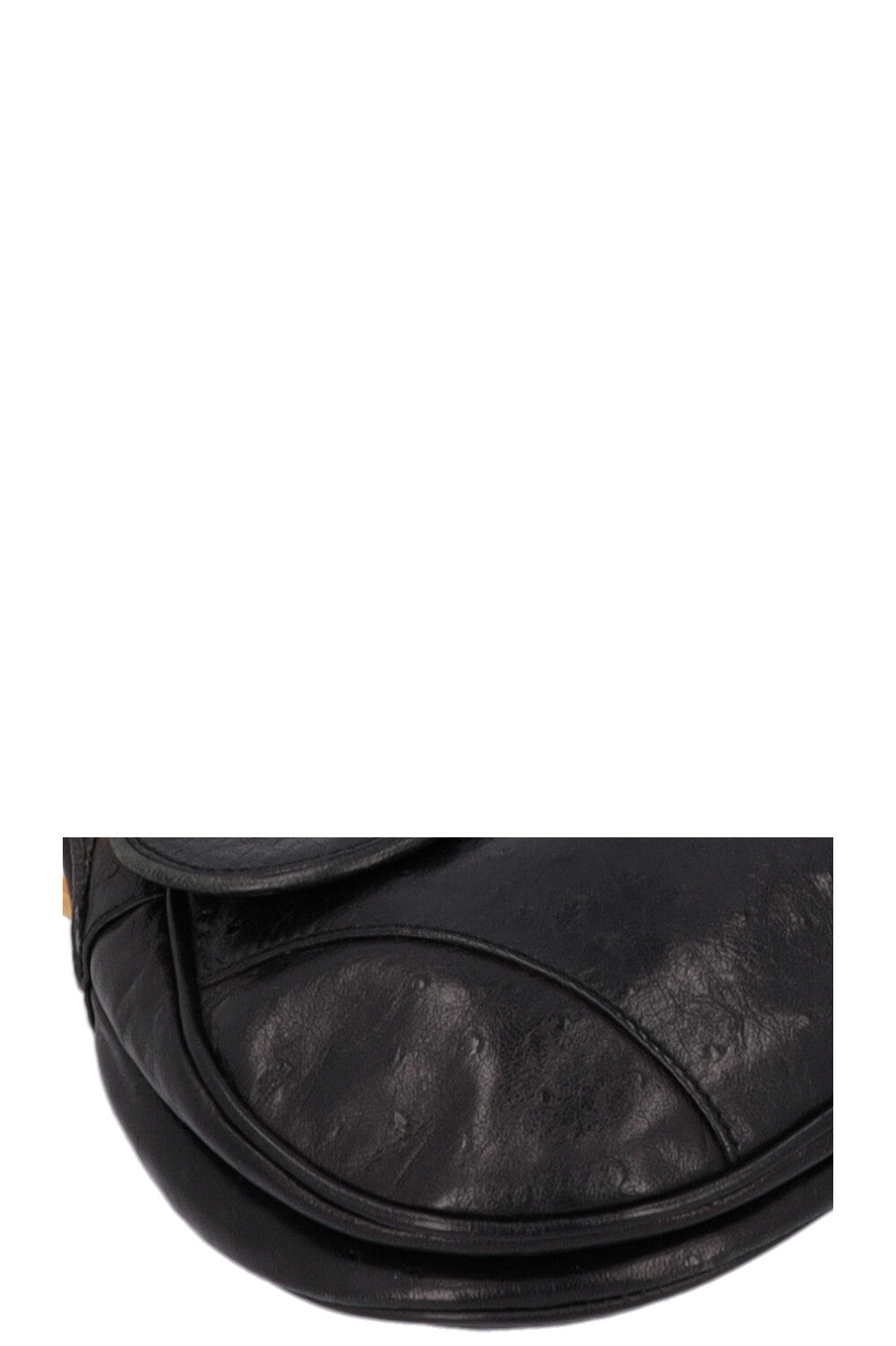 CHRISTIAN DIOR Vintage Saddle Bag Ostrich Black