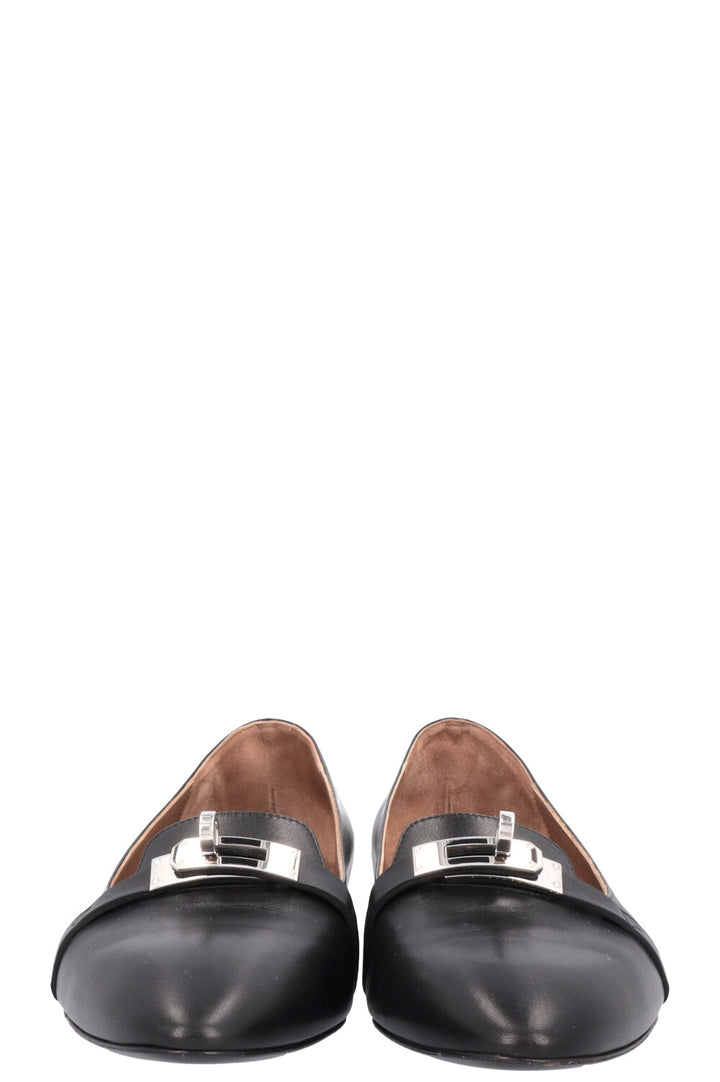 HERMÈS Pégase Flats Leather Black