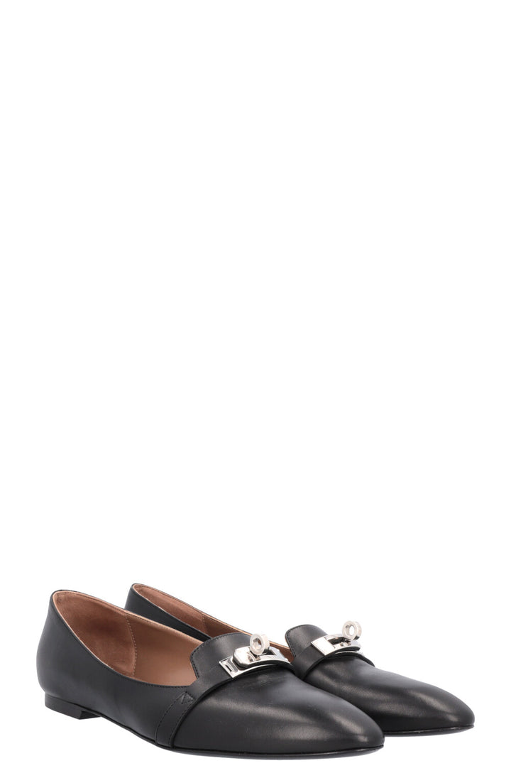 HERMÈS Pégase Flats Leather Black