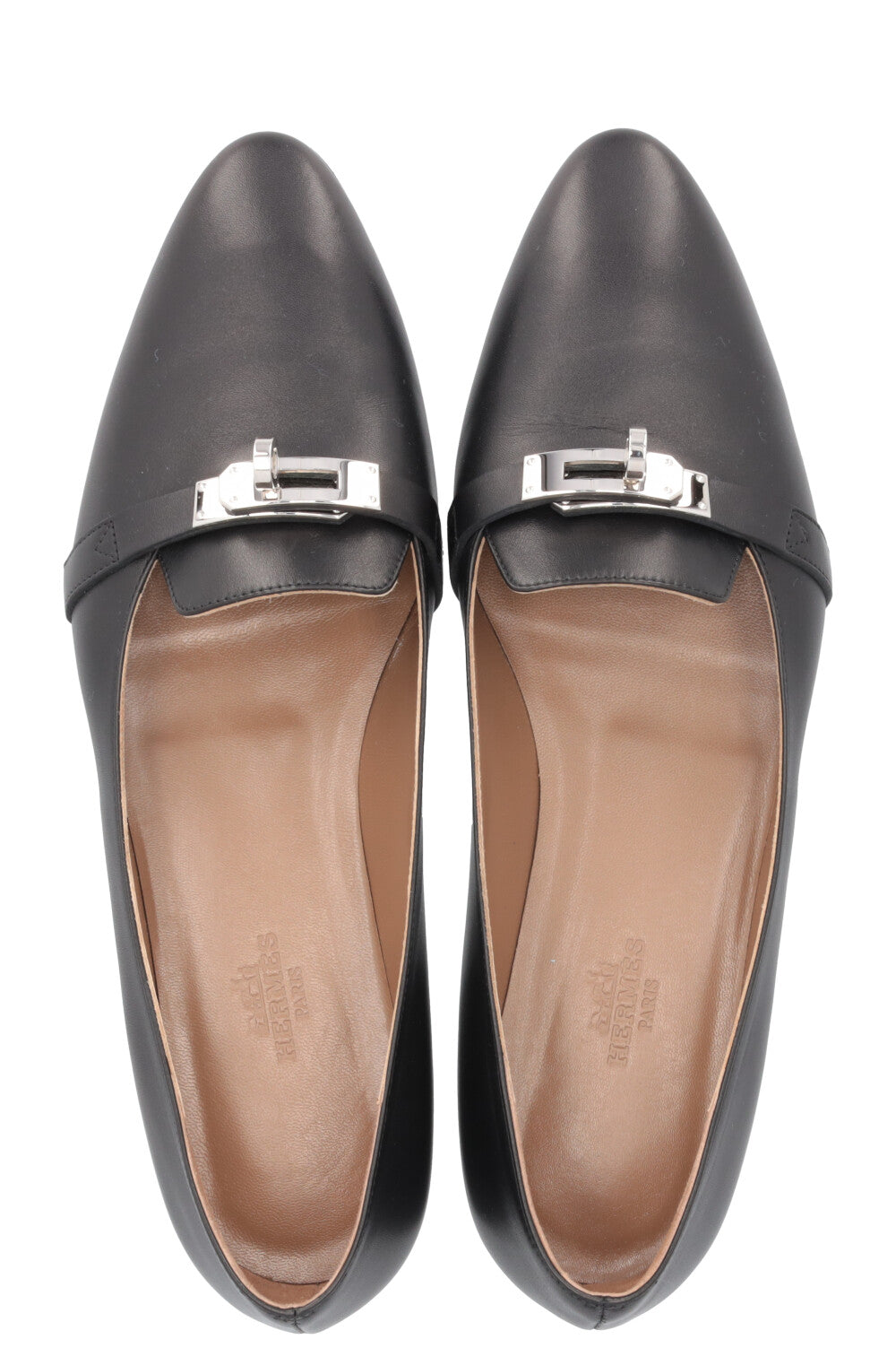 HERMÈS Pégase Flats Leather Black