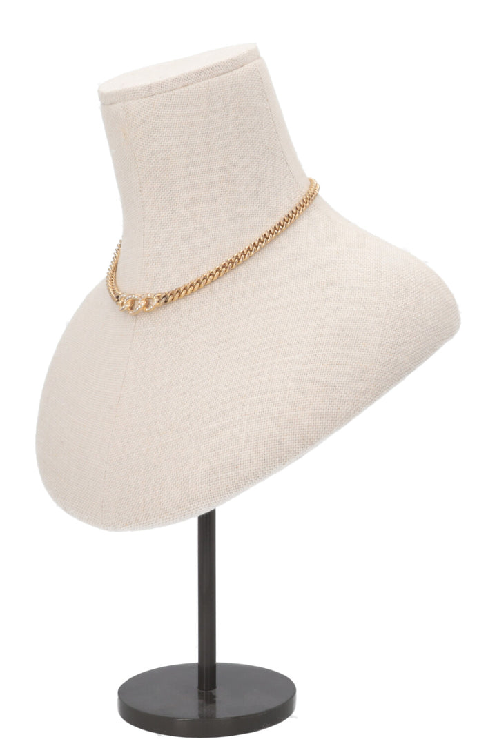 CHRISTIAN DIOR Chain Link Crystal Necklace Gold