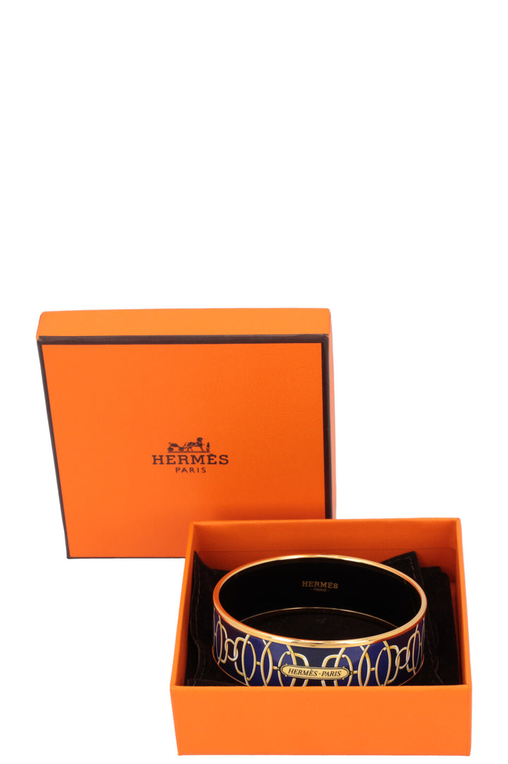 HERMÈS Lift Profile Bracelet Gold Blue