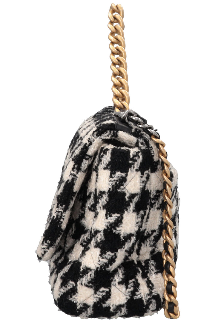 CHANEL 19 Houndstooth Tweed Maxi Black White