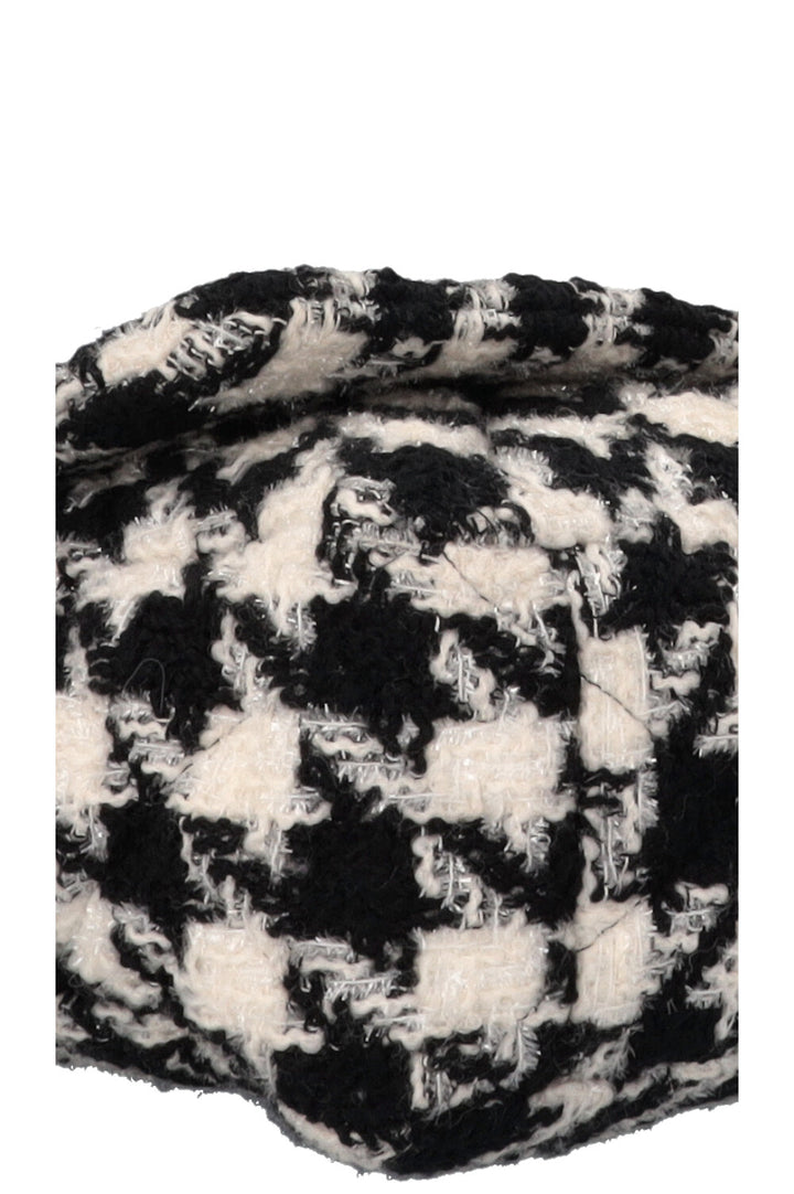 CHANEL 19 Houndstooth Tweed Maxi Black White