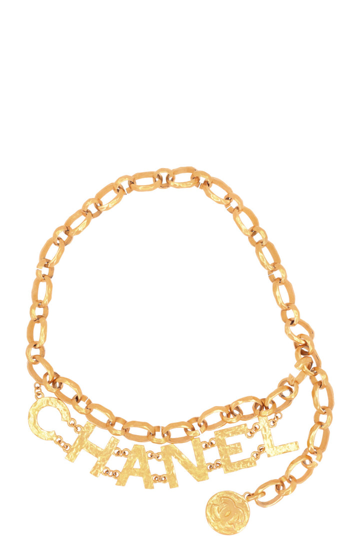 CHANEL Spring Summer 1993 Chain Logo Belt Gold