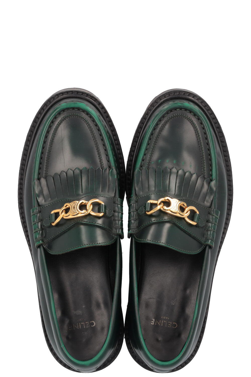 CELINE Margaret Triomphe Loafers Green