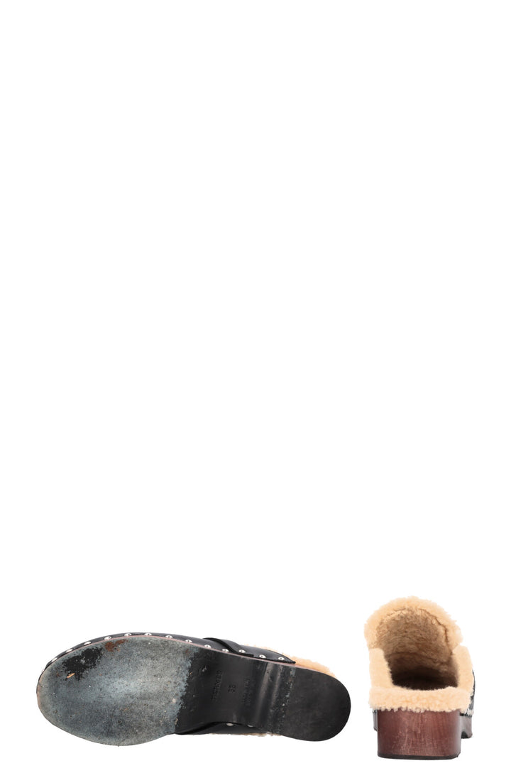 HERMÈS Carlotta Kelly Clogs Shearling Noir