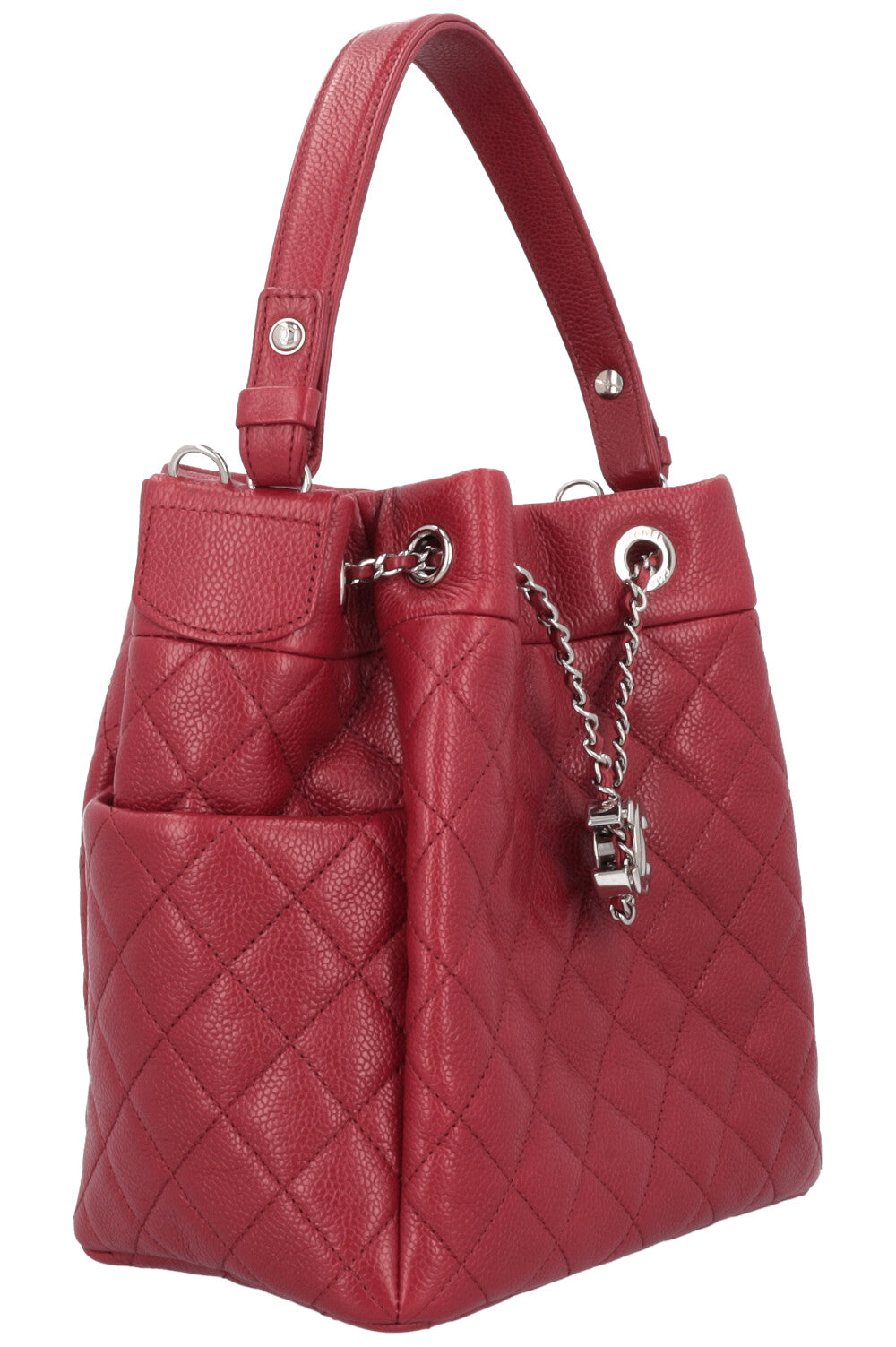 CHANEL CC Bucket Bag Caviar Red