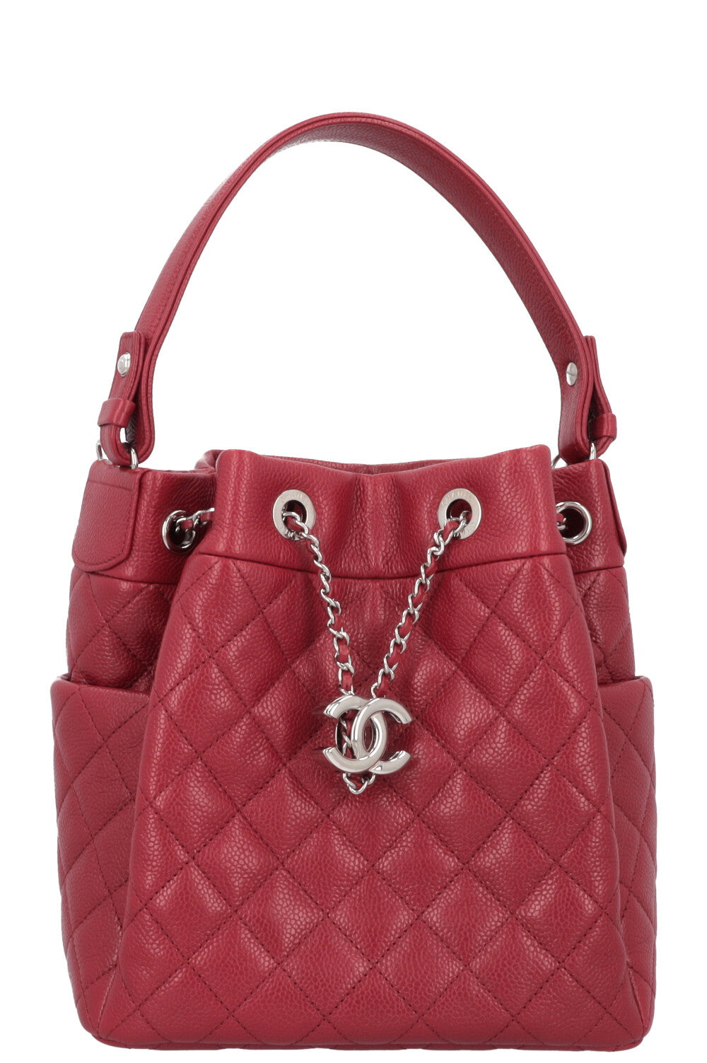 CHANEL CC Bucket Bag Caviar Red