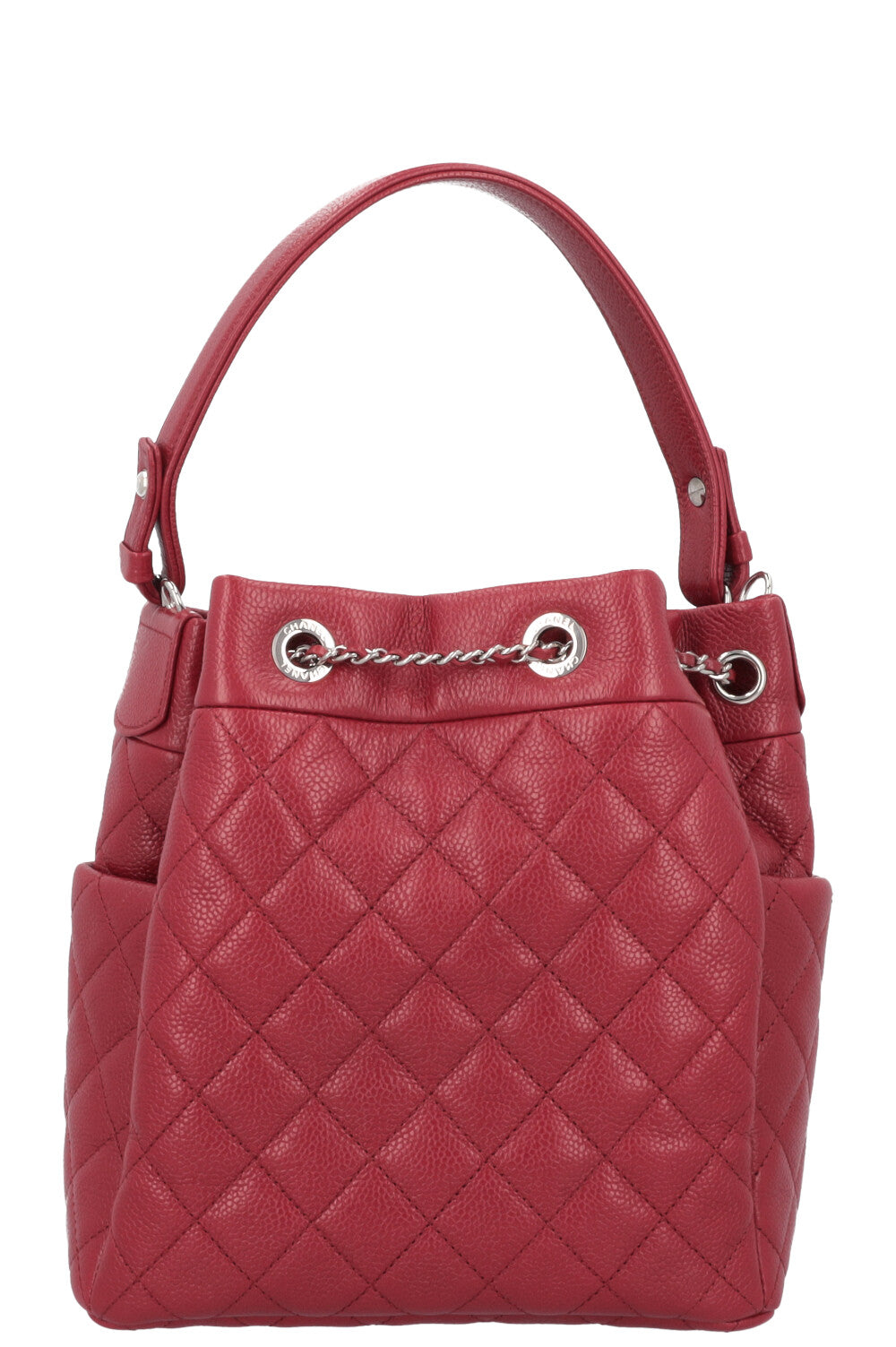 CHANEL CC Bucket Bag Caviar Red