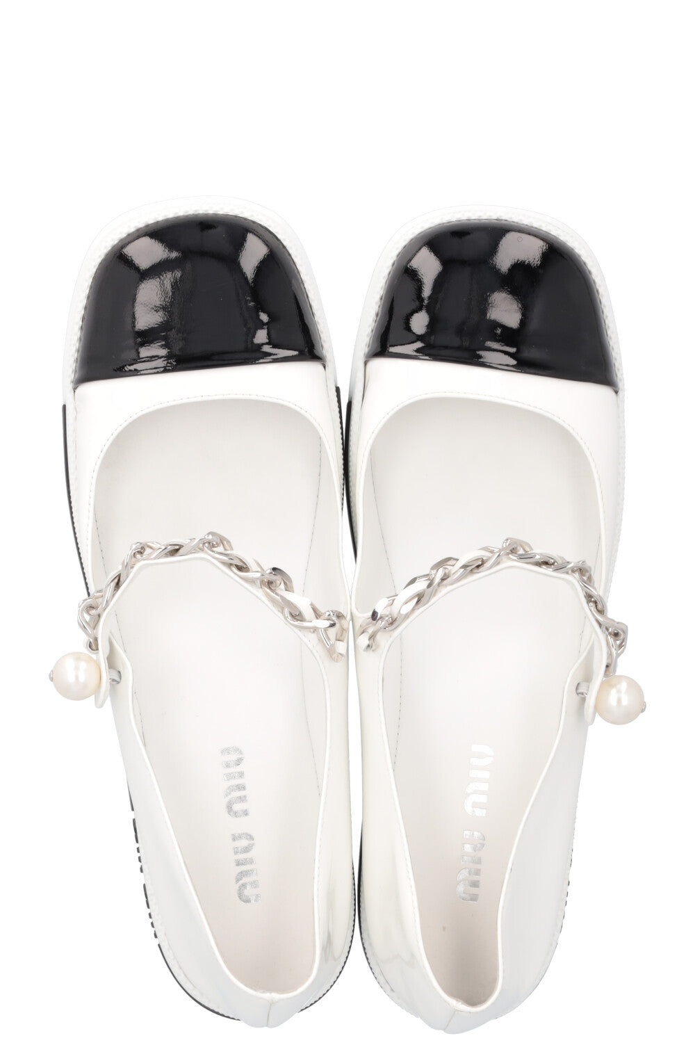 MIUMIU Mary Jane Flats Patent White
