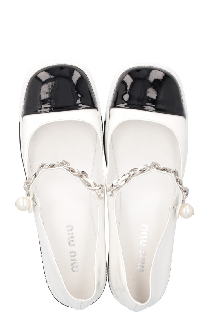 MIUMIU Mary Jane Flats Patent White