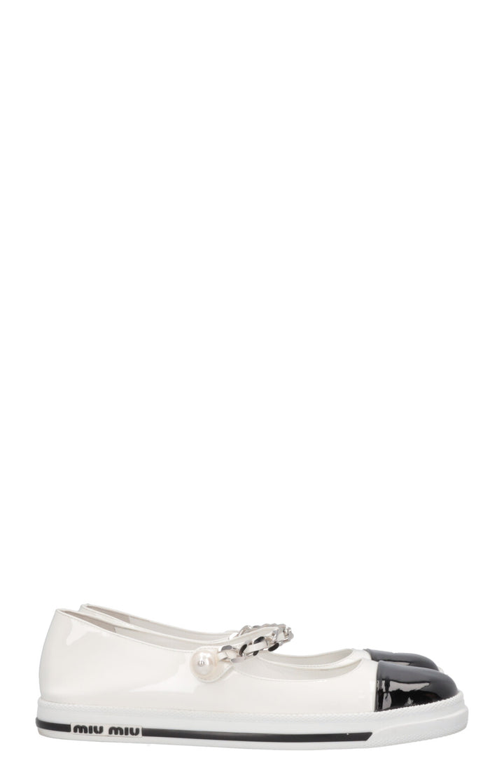 MIUMIU Mary Jane Flats Patent White