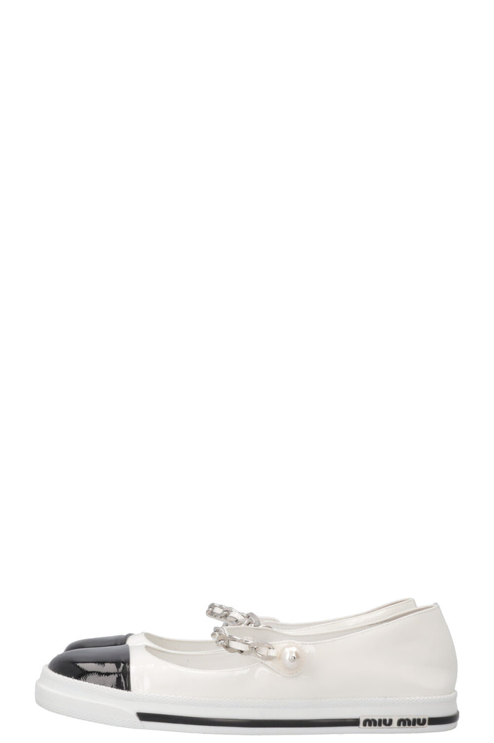 MIUMIU Mary Jane Flats Patent White