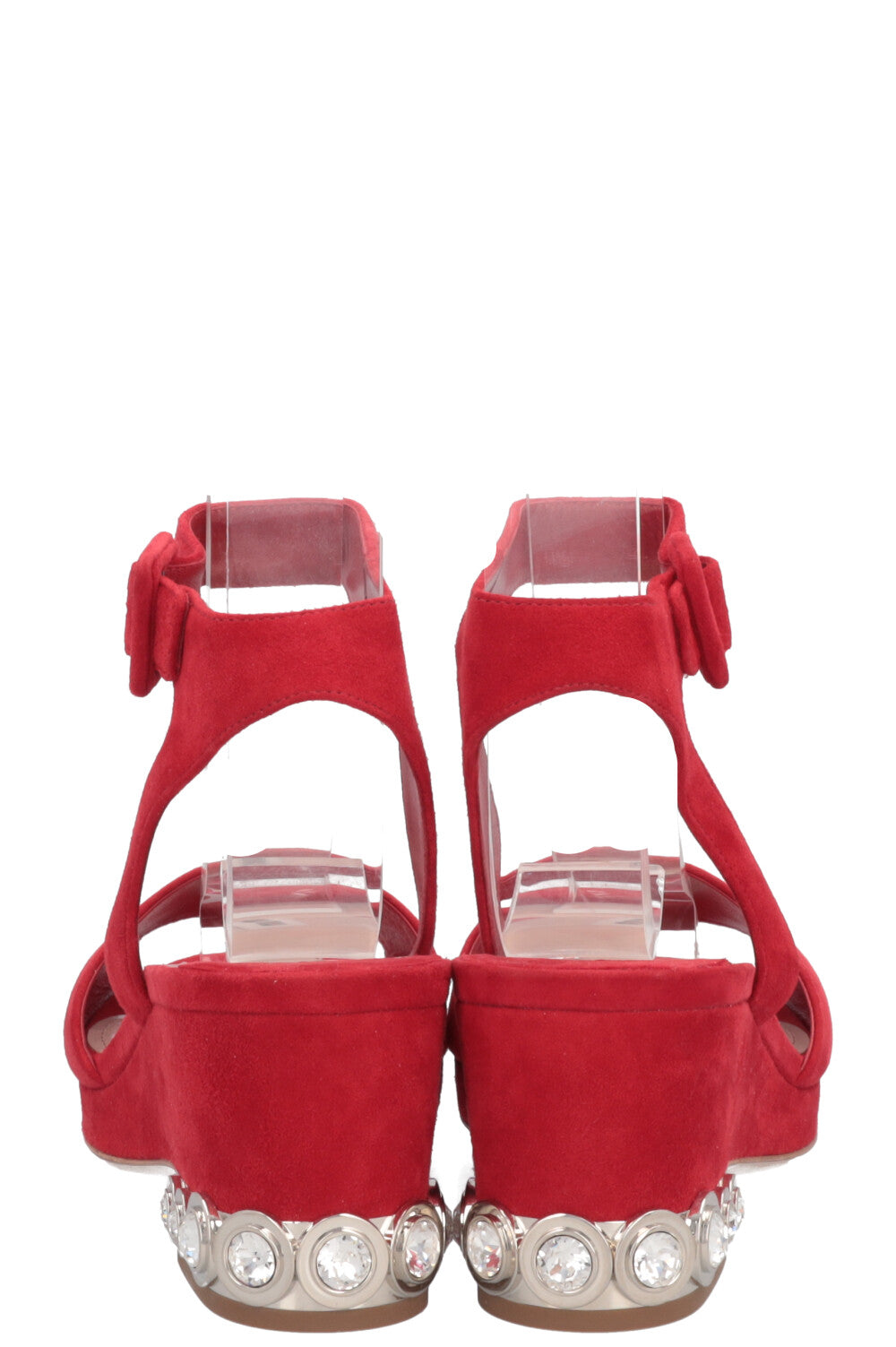 Escarpins MIUMIU en daim rouge cristal