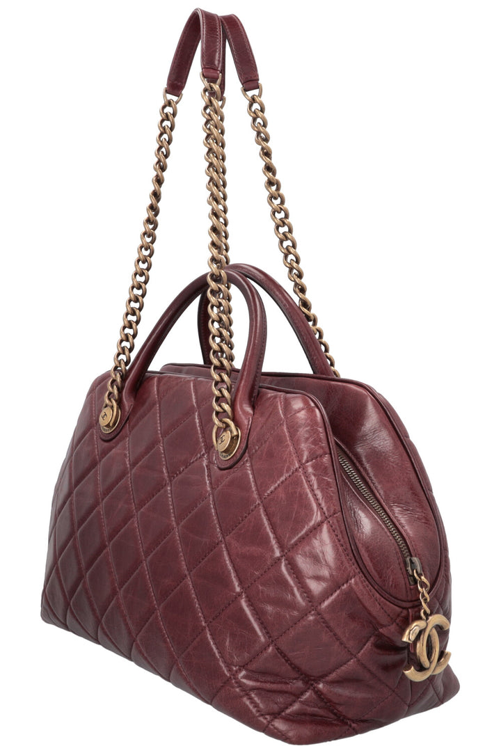 CHANEL Castle Rock Bowling Bag Leather Bordeaux