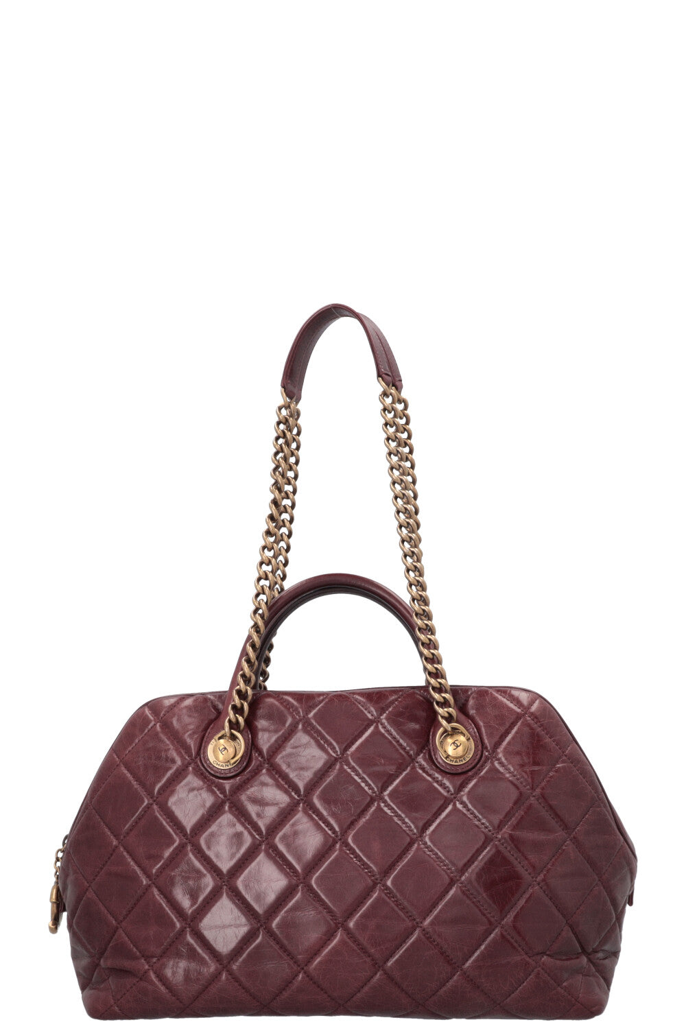 CHANEL Castle Rock Bowling Bag Leather Bordeaux