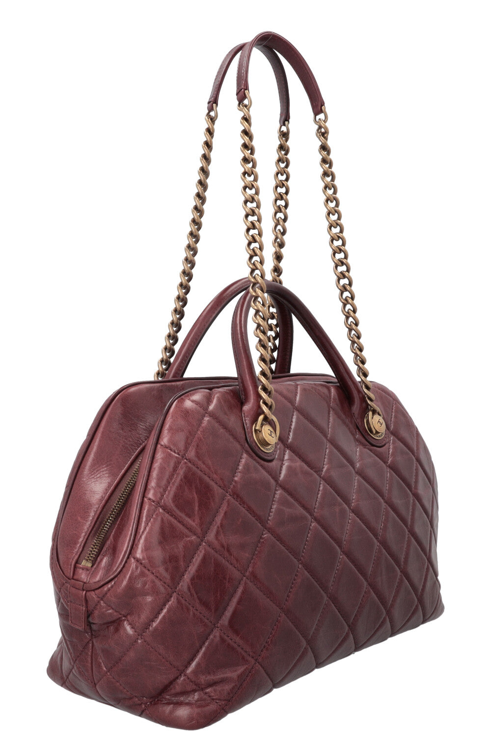 CHANEL Castle Rock Bowling Bag Leather Bordeaux