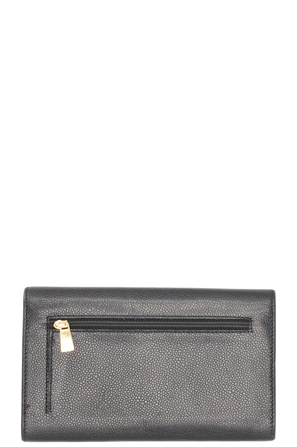 Portefeuille long CHANEL CC en cuir caviar noir