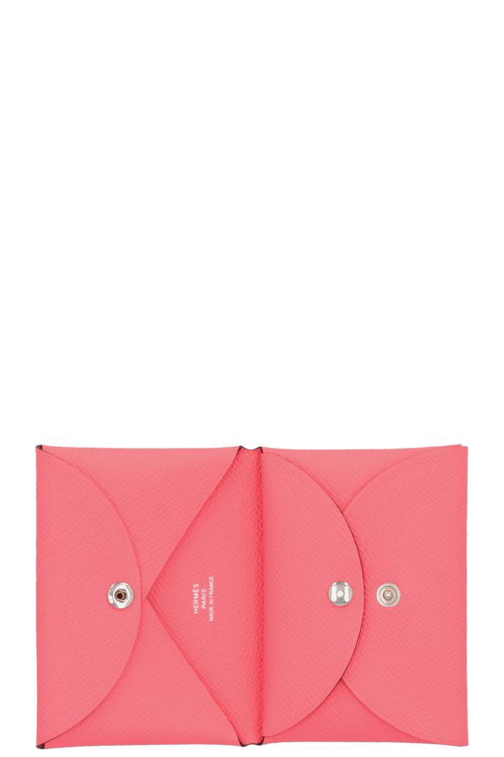 HERMÈS Clavi Duo Compact Wallet Rose Azalée