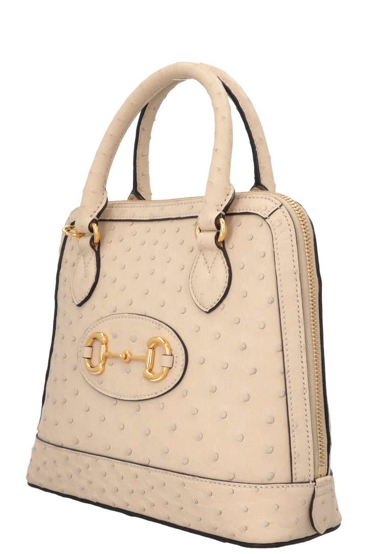 GUCCI Horsebit 1955 Bag Ostrich Ivory