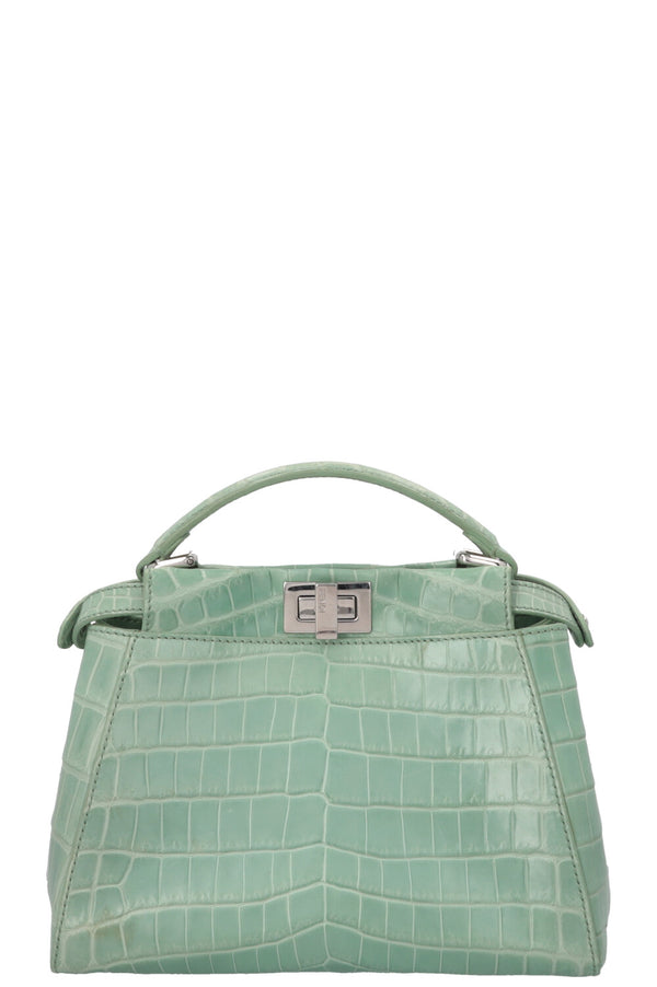 FENDI Peekaboo Mini Croco Matte Bag Mint