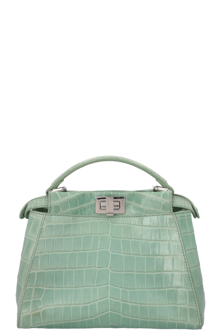 FENDI Sac Peekaboo Mini Croco Mat Menthe