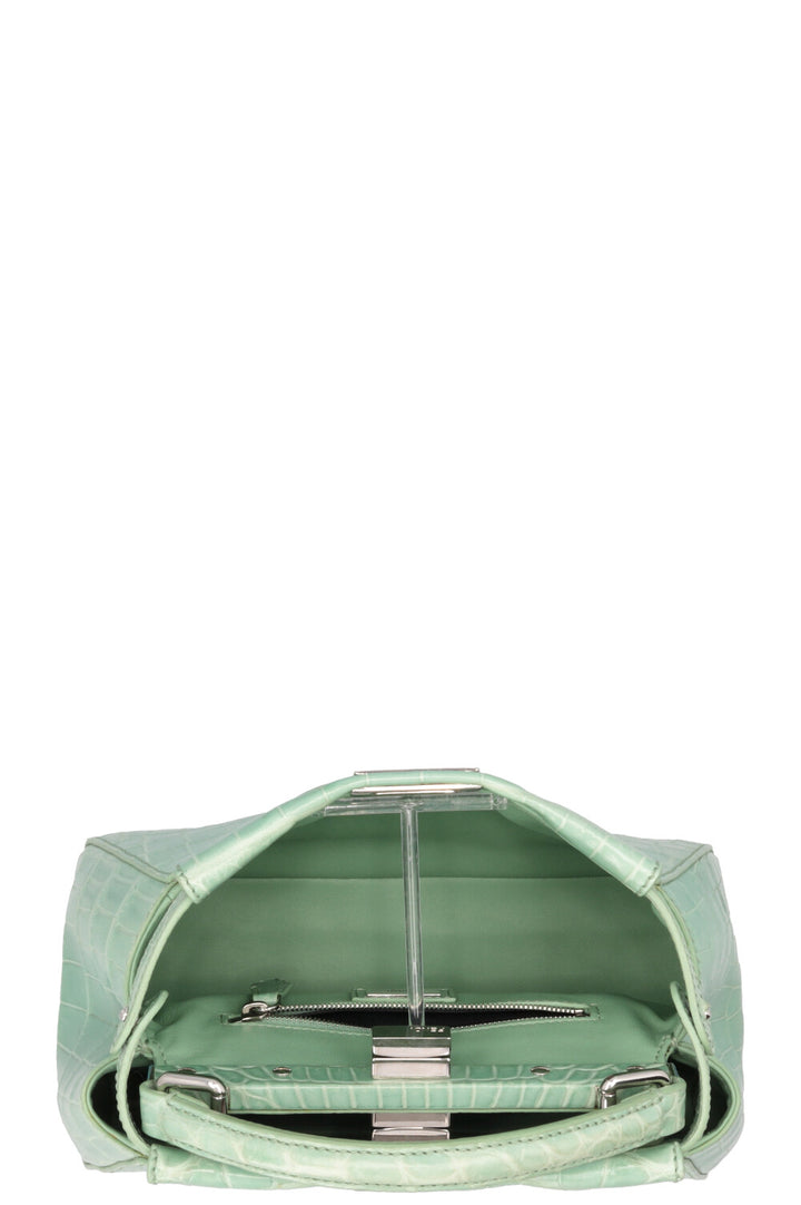 FENDI Sac Peekaboo Mini Croco Mat Menthe