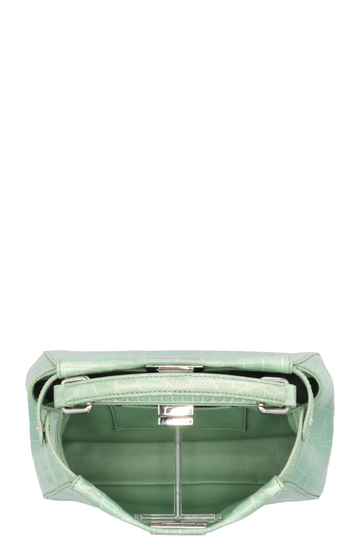 FENDI Sac Peekaboo Mini Croco Mat Menthe