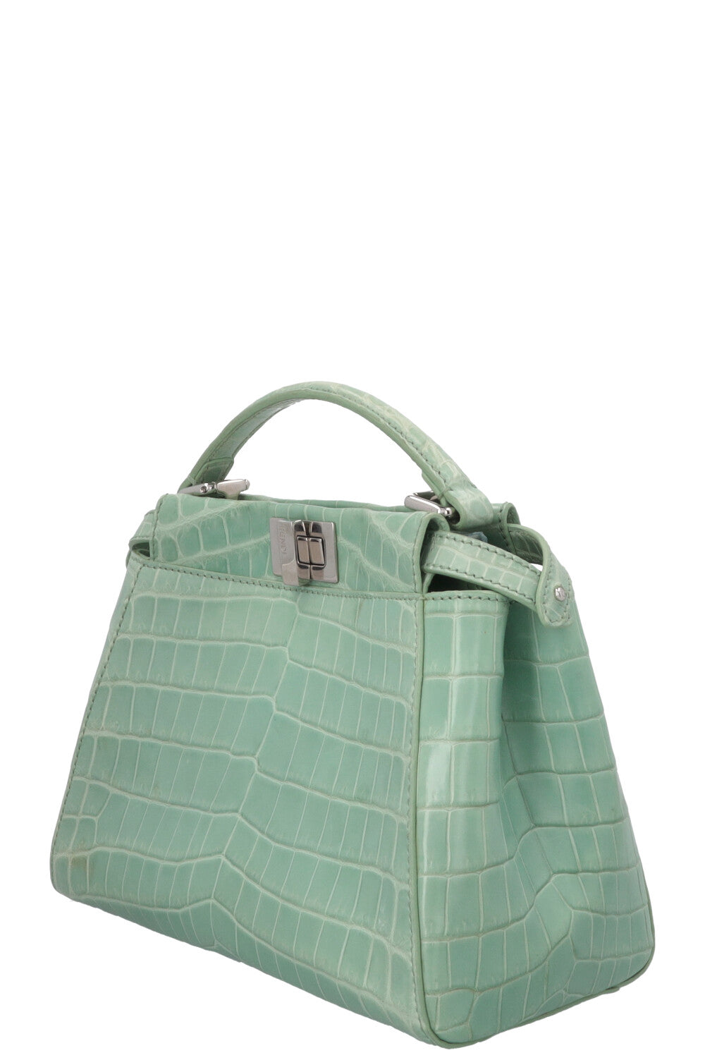 FENDI Sac Peekaboo Mini Croco Mat Menthe