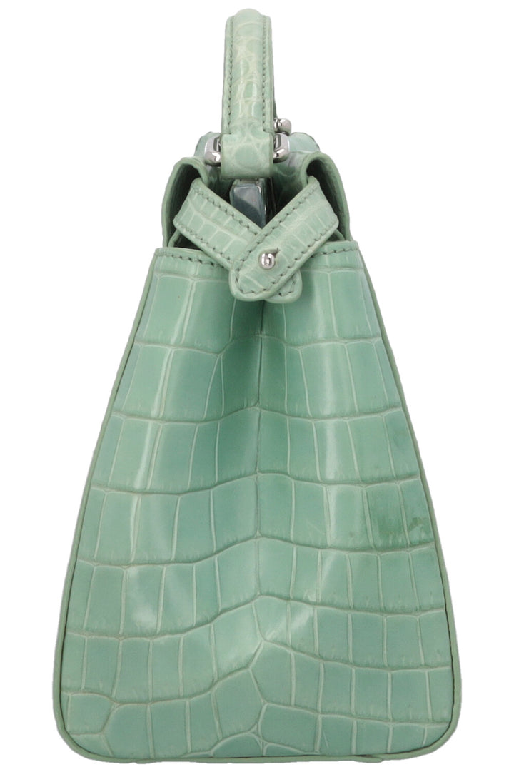 FENDI Sac Peekaboo Mini Croco Mat Menthe