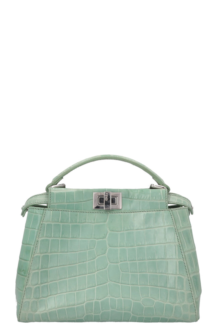 FENDI Sac Peekaboo Mini Croco Mat Menthe