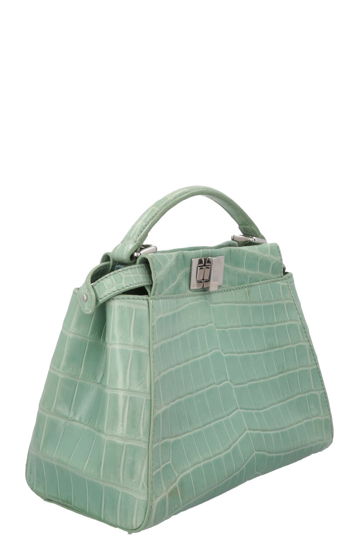 FENDI Sac Peekaboo Mini Croco Mat Menthe