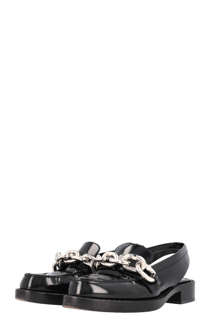 LOUIS VUITTON Chain Slingback Loafers Black