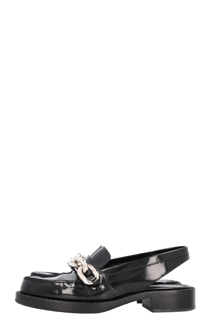 LOUIS VUITTON Chain Slingback Loafers Black