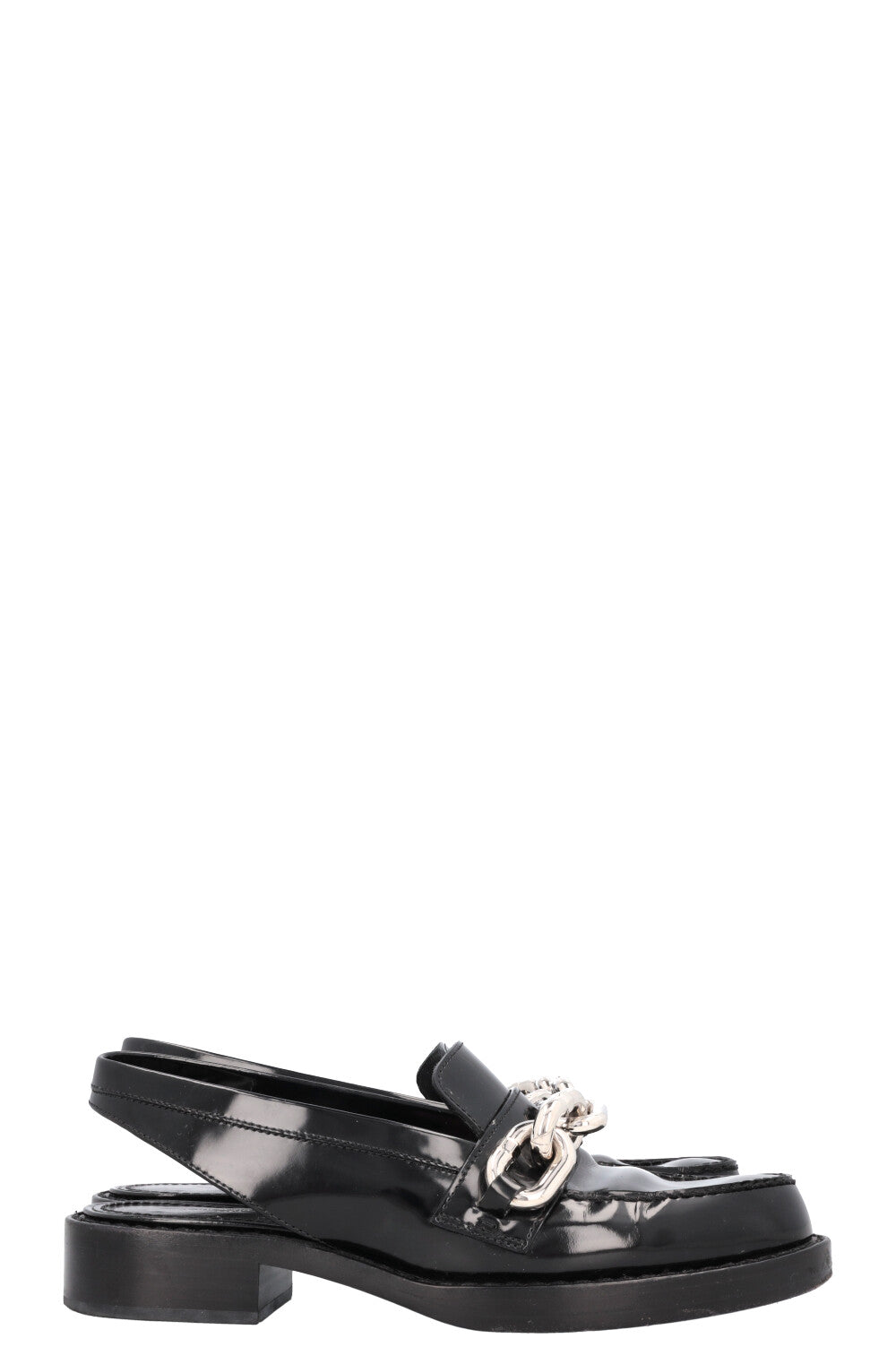 LOUIS VUITTON Chain Slingback Loafers Black