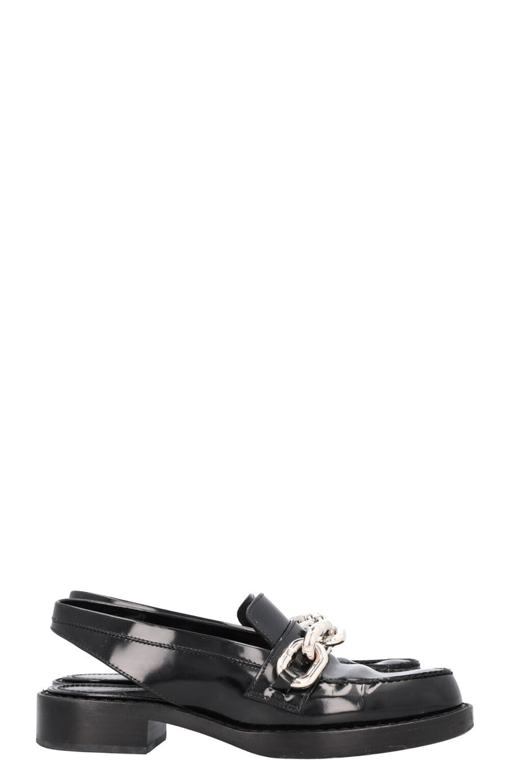 LOUIS VUITTON Chain Slingback Loafers Black