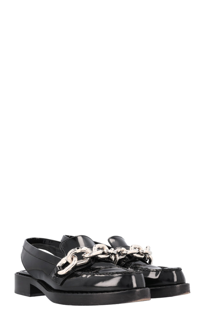 LOUIS VUITTON Chain Slingback Loafers Black