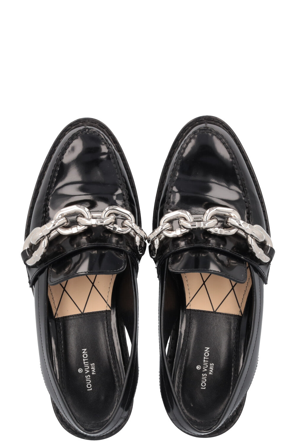 LOUIS VUITTON Chain Slingback Loafers Black