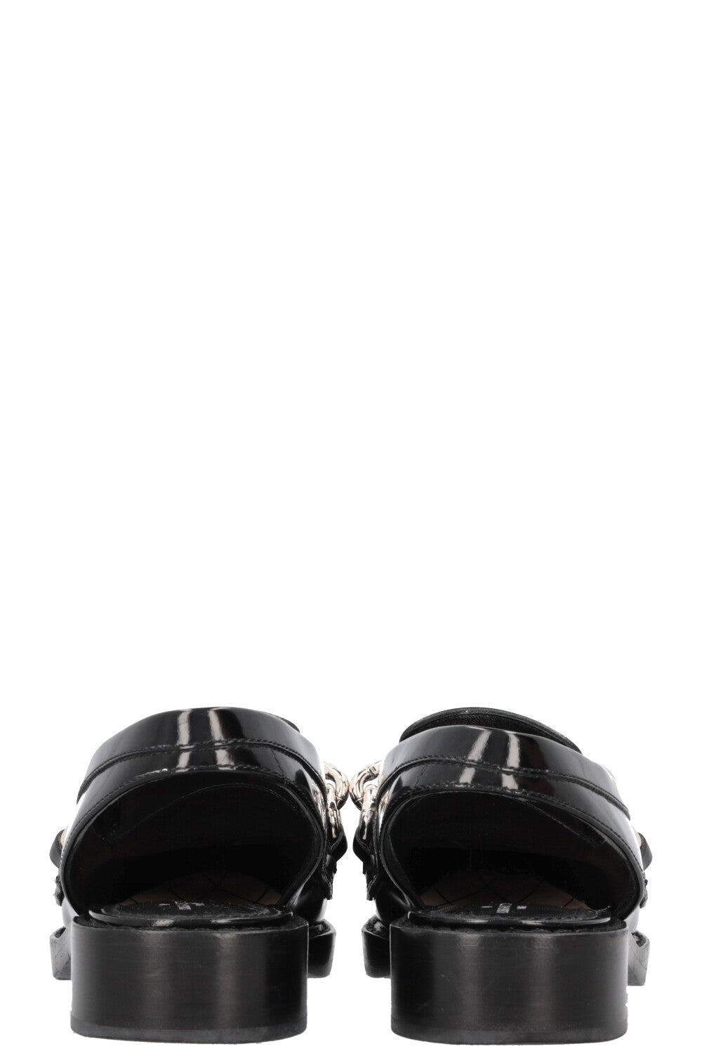 LOUIS VUITTON Chain Slingback Loafers Black