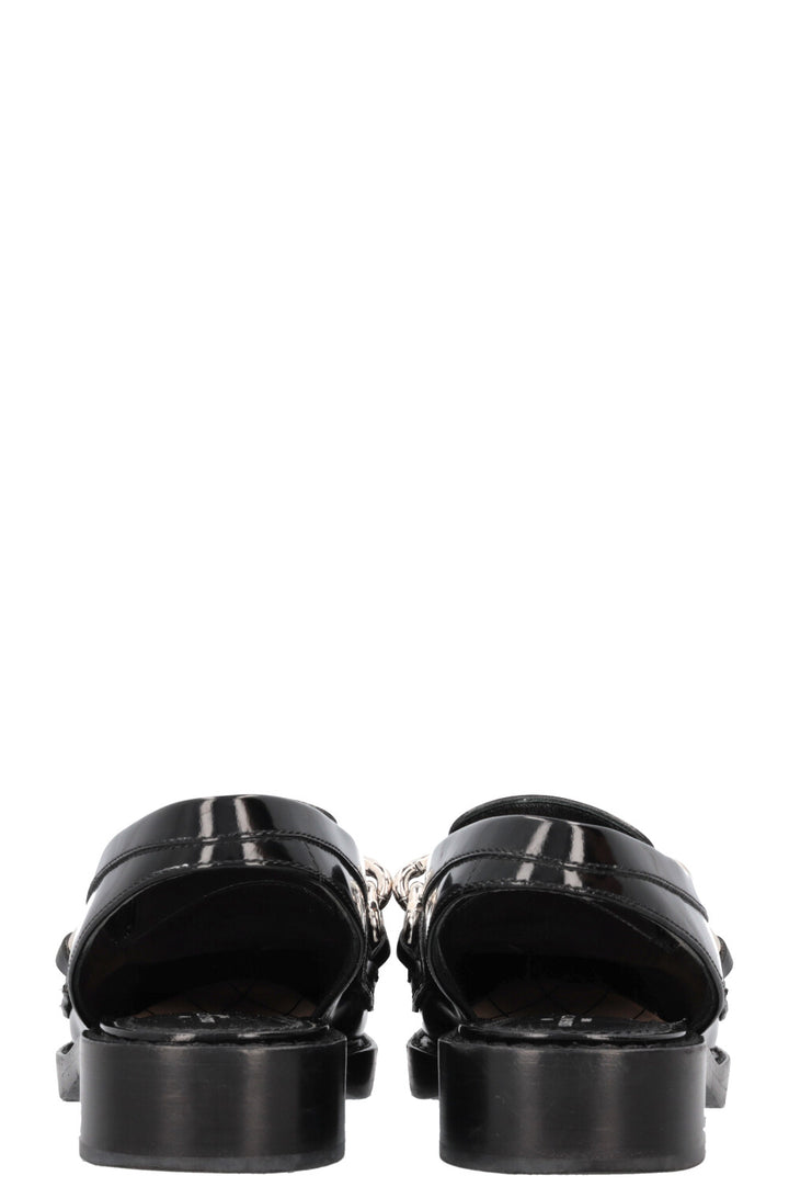 LOUIS VUITTON Chain Slingback Loafers Black