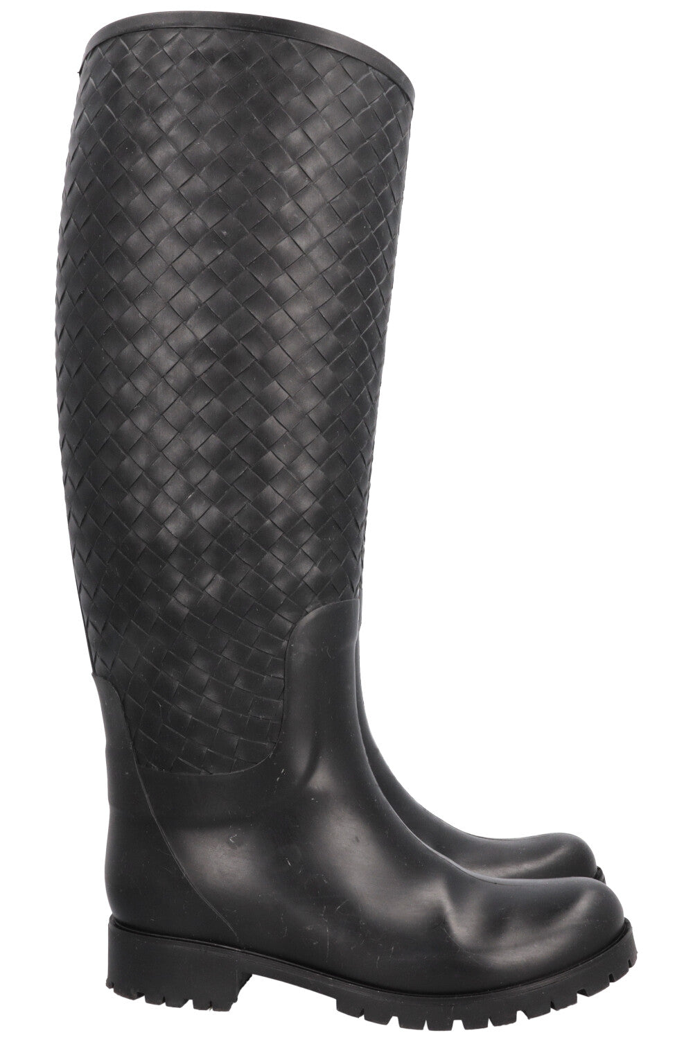 BOTTEGA VENETA Bottes Stivale Intrecciato Caoutchouc Noir